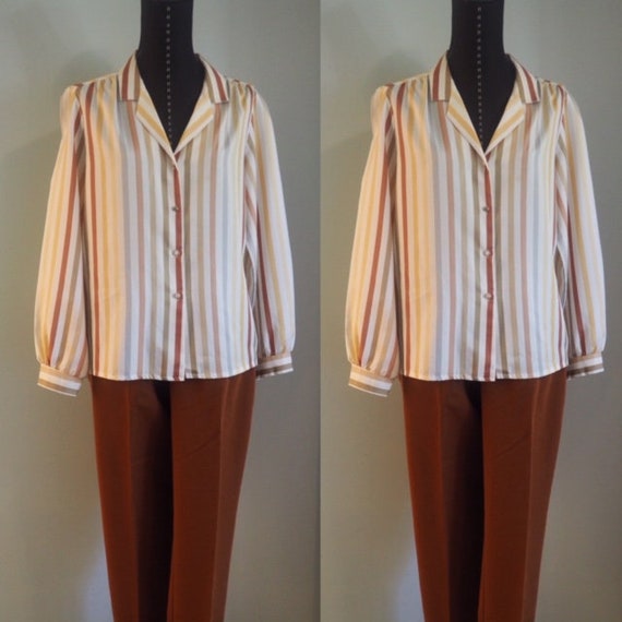 Vintage Lady Arrow Striped Blouse, Vintage 1960s … - image 1