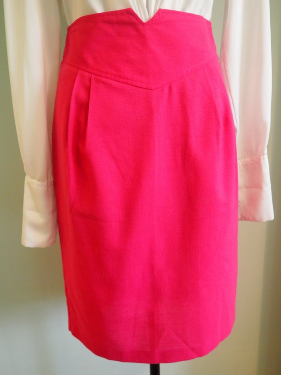 Vtg 70s High Waisted Pink Roberto Orsini Skirt, 7… - image 8