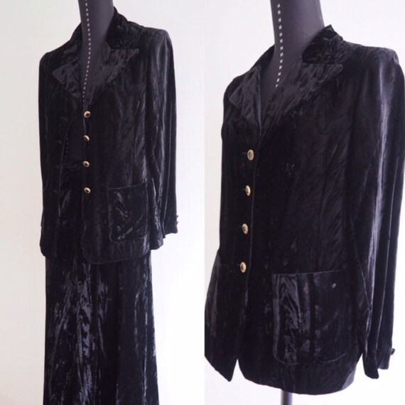 70s Mod Clothes, Crushed Velvet Suit, Victorian S… - image 1