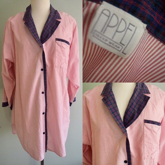 Vtg 60s Striped Appel Night Shirt, Vtg Candy Strip