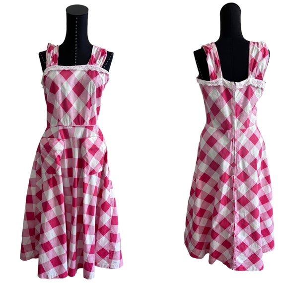 1950s Vintage Gingham Yoke Dress, Vintage 50s Cot… - image 7