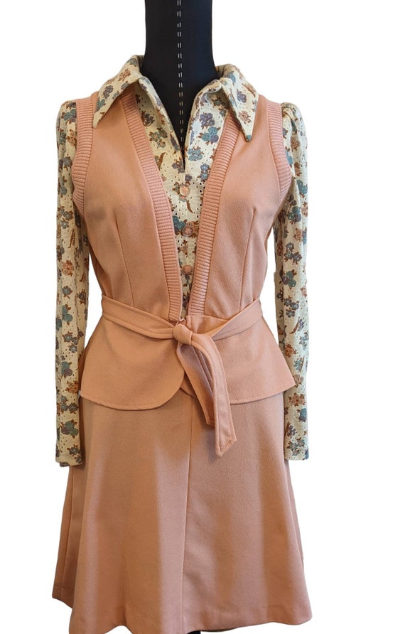 1970s Patricia Fair Dress and Belted Vest, Two Pi… - image 2