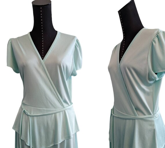 1970s Vintage Peplum Tie Waist Dress, Vintage Min… - image 1