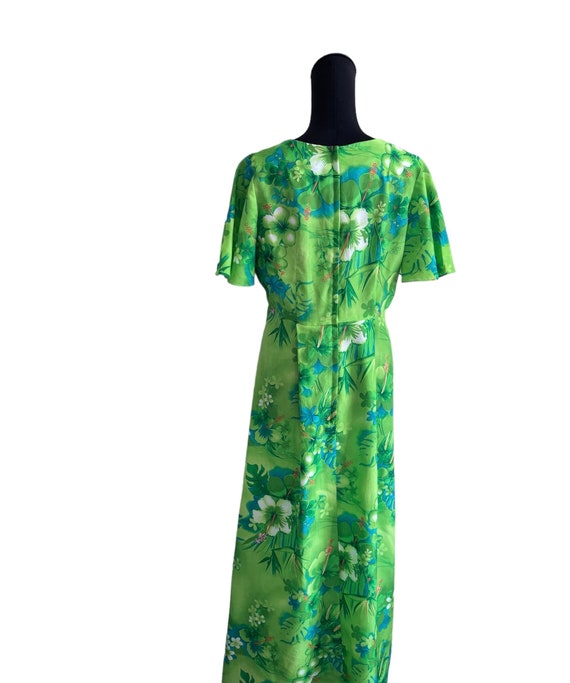 Vintage Royal Hawaiian 1960s Dress, Green Floral … - image 6