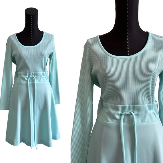 1960's Alison Ayres Aqua Long Sleeve Dress, 1960s… - image 3