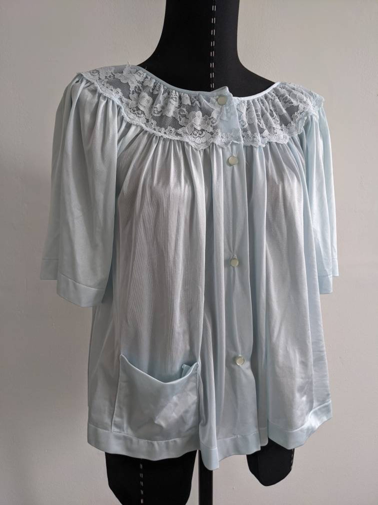 Vintage Gilead Nylon Bed Jacket Aqua Blue Gilead Vintage Bed Etsy