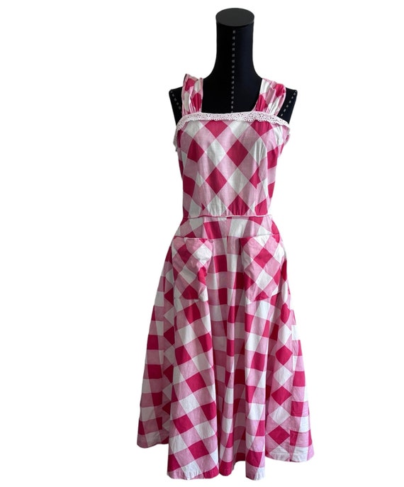 1950s Vintage Gingham Yoke Dress, Vintage 50s Cot… - image 5