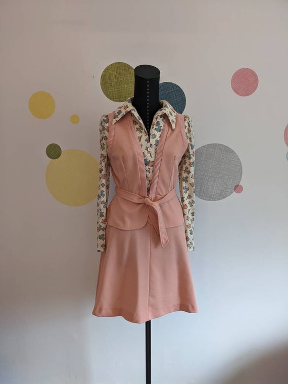 1970s Patricia Fair Dress and Belted Vest, Two Pi… - image 4