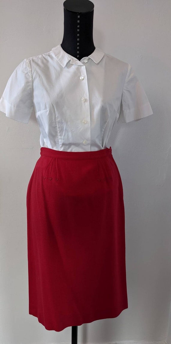 Vtg 1950s Pencil Skirt, 1950s Wool Skirt, Side Zi… - image 3