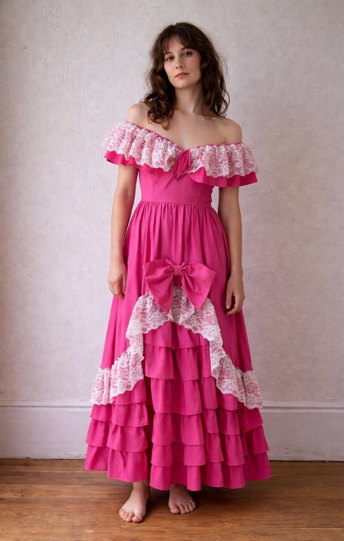 open lace back dress Hot Pink Hottie Maxi Dress Small