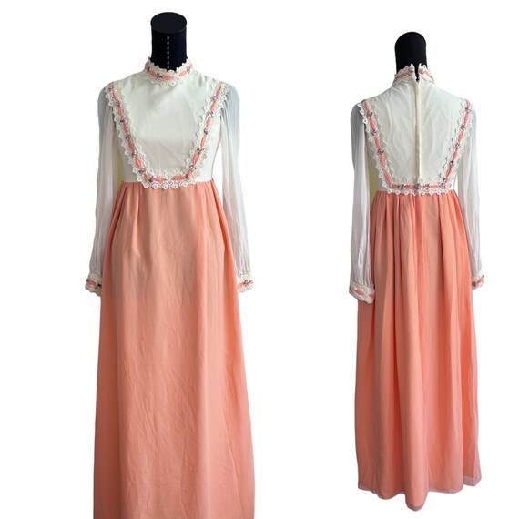 1970s Vintage Long Dress, 70s Orange Bridesmaid W… - image 10