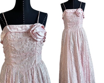 Vintage Candi Jones Deadstock Pink Gown, 1970s Candi Jones Ball Gown, NOS Vintage 1970s Prom Dress, Size 9/10