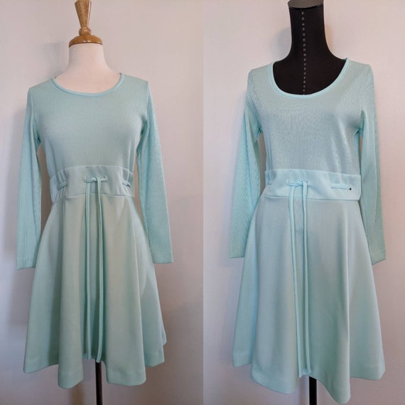1960's Alison Ayres Aqua Long Sleeve Dress, 1960s… - image 6