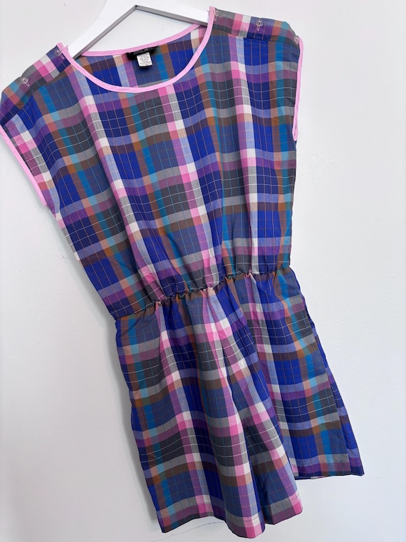 Vintage Plaid Romper, Purple Plaid Dream Girl Rom… - image 1
