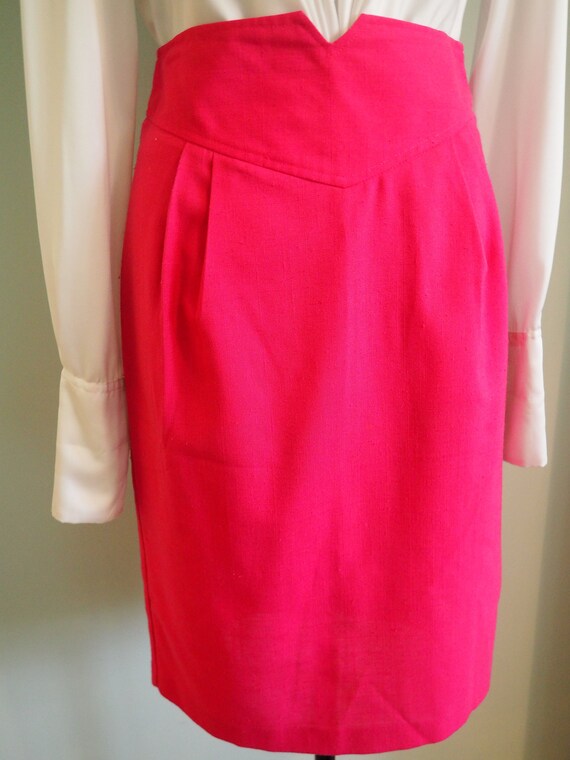 Vtg 70s High Waisted Pink Roberto Orsini Skirt, 7… - image 3