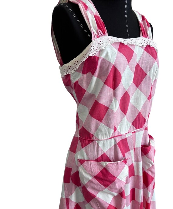 1950s Vintage Gingham Yoke Dress, Vintage 50s Cot… - image 8