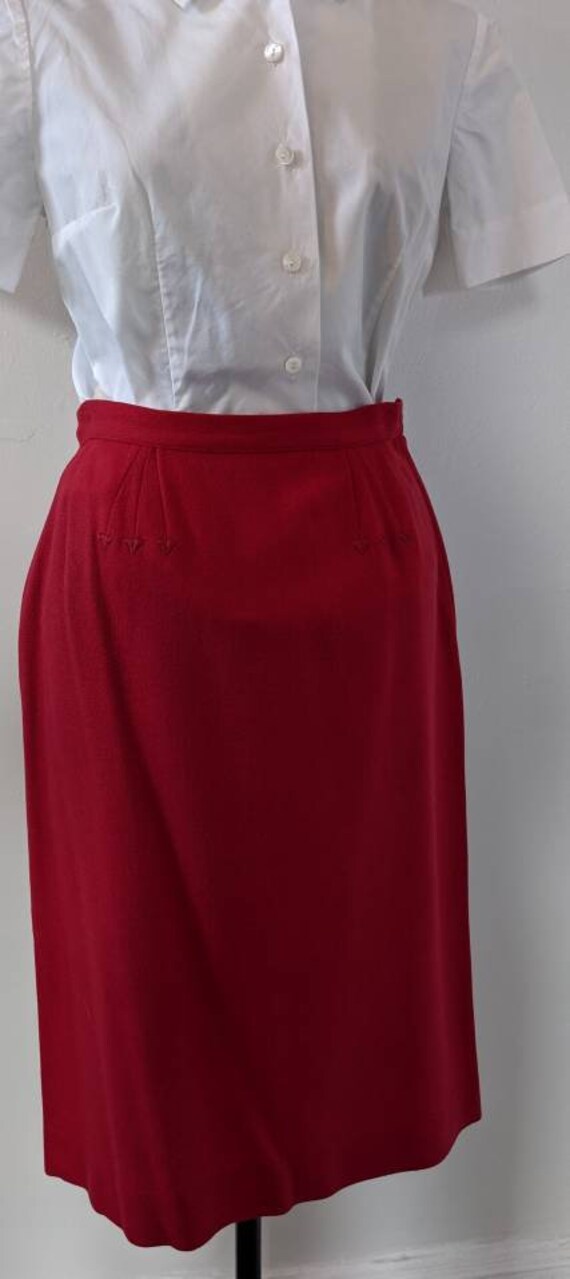 Vtg 1950s Pencil Skirt, 1950s Wool Skirt, Side Zi… - image 5