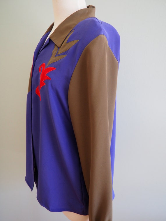 Vintage 1980s Color Block Blouse, 1980s Vintage T… - image 4