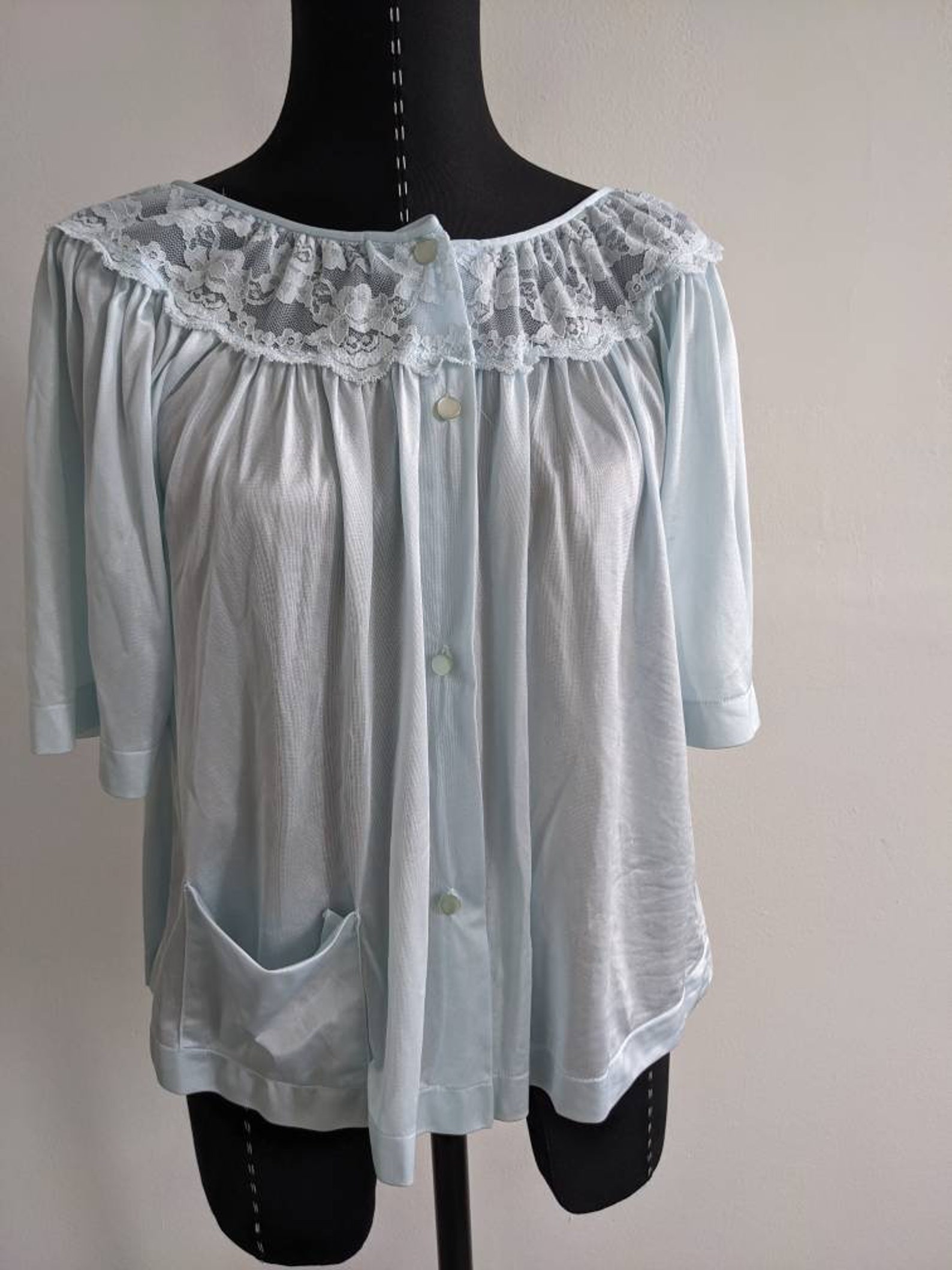 Vintage Gilead Nylon Bed Jacket Aqua Blue Gilead Vintage Bed Etsy