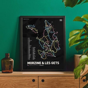 Plan des pistes de Morzine et des Gets - Poster impression d'art de pistes de ski et de snowboard