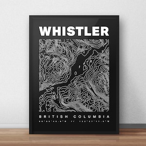 Whistler Blackcomb Contours Art Print - wandelen, wandelen, fietsen, mountainbiken, buitenshuis, trailrunning, skiën, snowboard Art Print