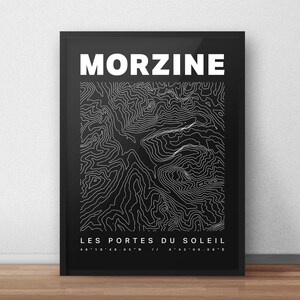 Morzine Contours Art Print - wandelen, wandelen, fietsen, mountainbiken, avontuur, buiten, trailrunning, paragliding, MTB