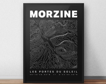 Morzine Contours Art Print - Walking, Hiking, Cycling, Mountain Biking, Adventure, Outdoors, Trail Running, Paragliding, MTB