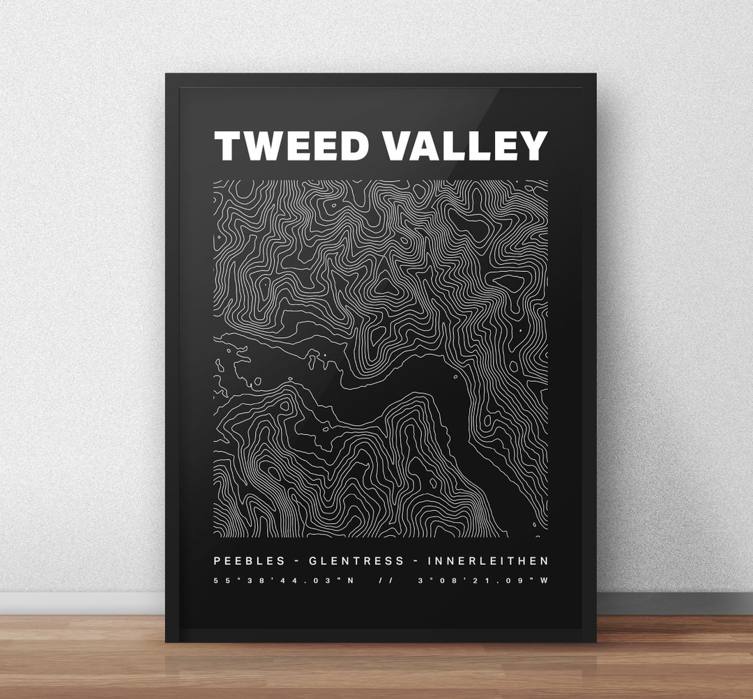Tweed Valley Forest Park Contours Art Print Walking, Hiking