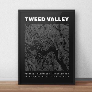 Tweed Valley Forest Park Contours Art Print - Wandelen, Wandelen, Fietsen, Mountainbiken, Avontuur, Buitenshuis, Trail Running Art Print
