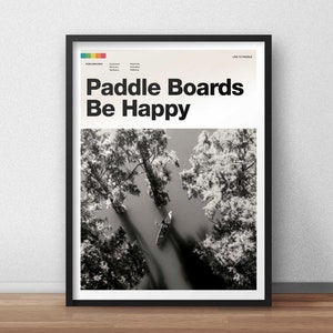 Paddle Boards Be Happy - Paddle Boarding Art Print Poster for Stand Up Paddle Boarders SUP