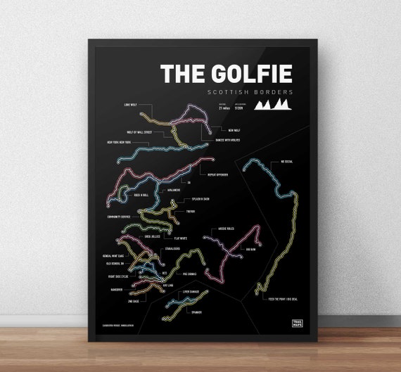 The Golfie Mountain Biking Art Print Etsy UK