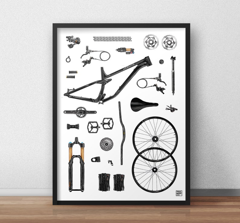 Mountain Bike Art Print 'The Build' MTB Poster image 1
