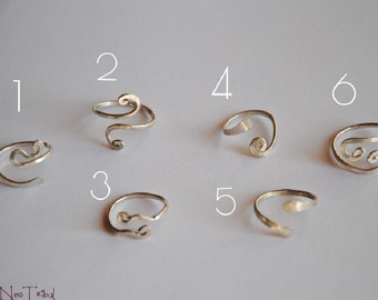 Set di 2 anelli per dita dei piedi in argento martellato · 2 anelli per dita dei piedi in argento sterling · Anello regolabile · Anello midi · Anelli per dita dei piedi martellati · Anello per nocche · Gioielli estivi