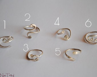 Set Sterling Silber Zehenring gehämmert - Verstellbarer Ring - Silber Midi Ring - Dünner Silberring Handgefertigt - Knuckelring