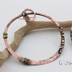 Copper Hoop Earrings Hammered · Chunky Hoop Earring · Large Hoop Earring · Copper Earring Handmade · Tribal Hoops ·  Statement Boho Big Hoop