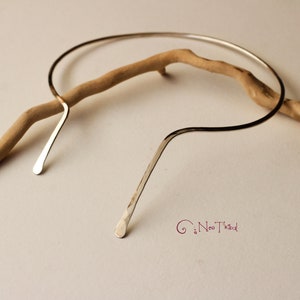 Collier Ras du Cou en Argent Sterling Martelé - Gargantille Tribal Épais Rigide - Collier Grec déesse d&#39;Or Ethnique - Mariage Romantique