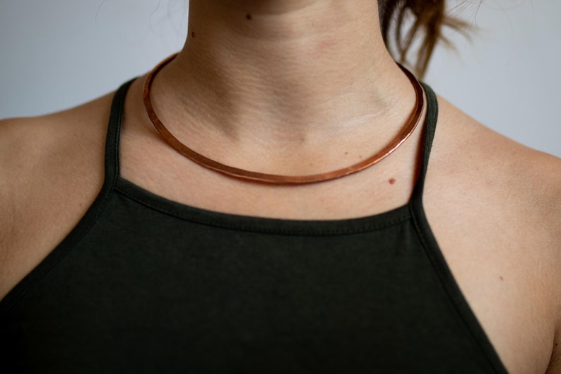 Copper Choker Necklace Hammered Open Neck Cuff Bold Celtic Etsy