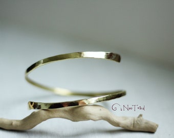 Gold Arm Cuff Brass Upper Arm Cuff Bracelet Handmade · Thin Hammered Brass Cuff · Solid Bronze Armlet Bangle · Wrist Cuff Wedding Gift