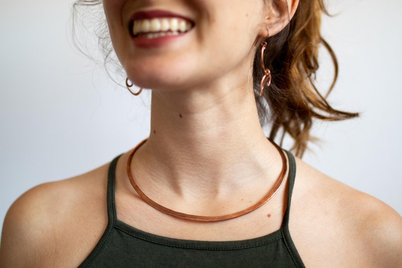 Copper Choker Necklace Hammered Open Neck Cuff Bold Celtic Etsy