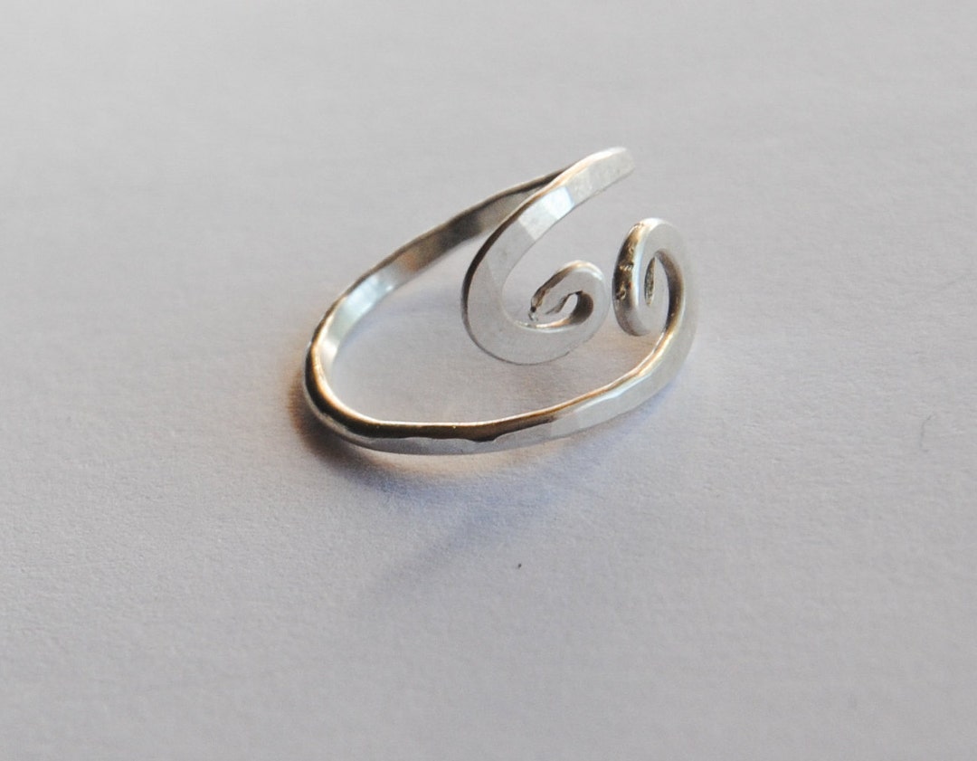 Personalisiert Blumen Ring .925 Silber - Verstellbarer Mittelfinger Ring Naturblätter