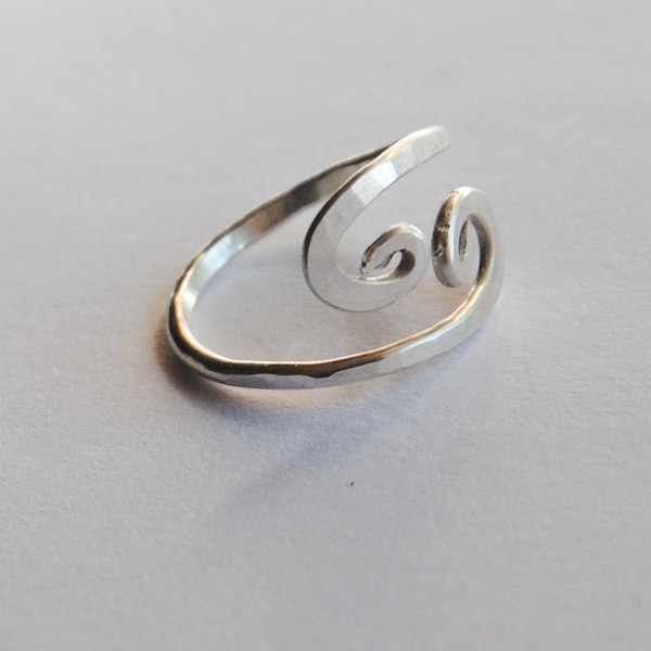 Sterling Silber Zehenring gehämmert - Verstellbarer Ring - Silber Midi Ring - Dünner Silberring Handgefertigt- Knuckelring fr kleiner finger