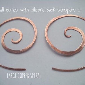 Brass Spiral Earring Hoops Bohemian Big Brass Hoops, Hammered Tribal Spiral Hoop Earring Thin Gold Spiral Earrings Open Hoop Earrings Copper. Cobre