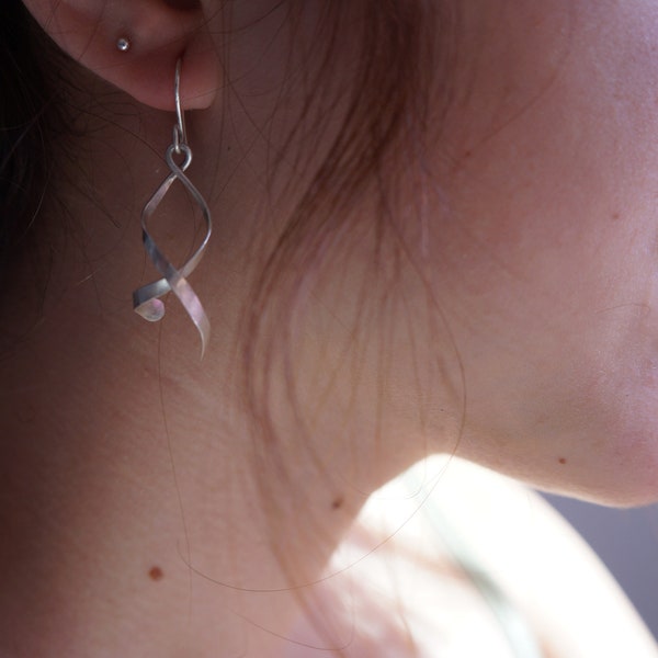 Boucles d'oreilles en Argent Sterling en spirale, Boucles d'oreilles artisan en laiton, Boucles d'oreilles en fil de cuivre ou en Bronze