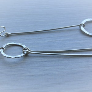 Long Silver Mismatched Earrings Sterling Asymmetrical Earrings Minimalist Long Bars Earring Unusual Fringe Earring Dangle Earrings zdjęcie 6