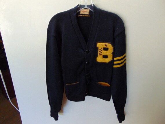 sSMw56 1940-50's Vintage Heavy Wool School Sweater