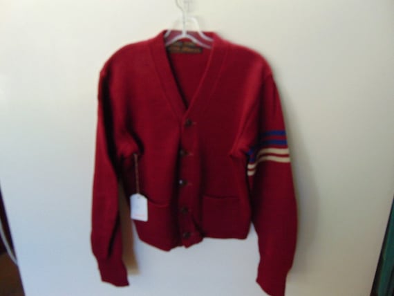 sSMw59 1940-50's Vintage Heavy Wool School Sweater