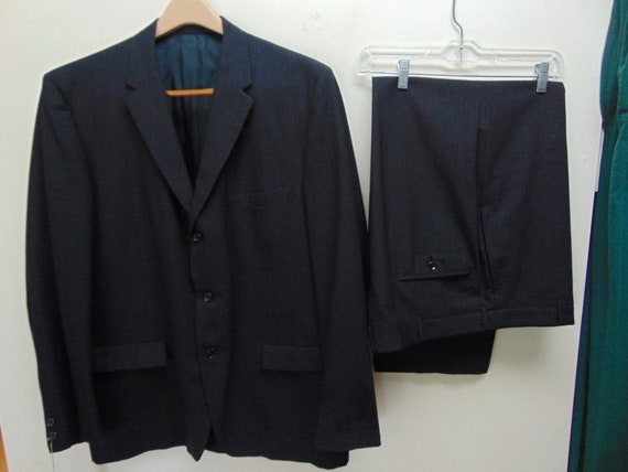 s5t64 1950's Black on black pinstrip Single Breast