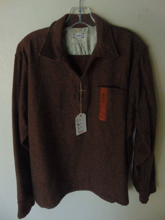 1950's Pilgrim Wool/Nylon Brown vintage shirt L