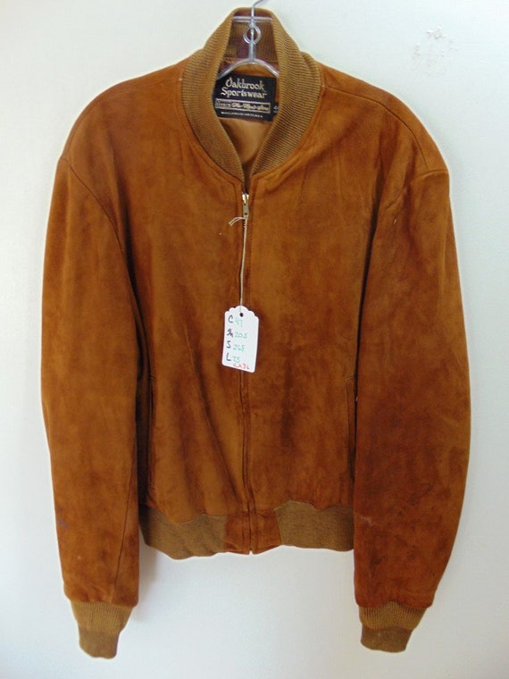 cL36 1970's Sears (44) Suede Leather mid weight Vi