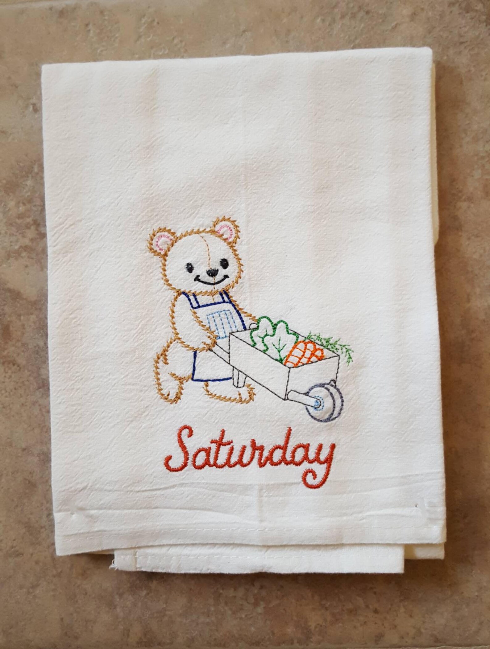 Teddy Bears Days of the Week Embroidered Flour Sack Dish Towels - Etsy